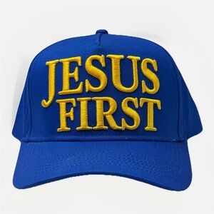 Jesus First Christian Hat – Blue Embroidered Nick Fuentes Charlie Kirk Style Hat